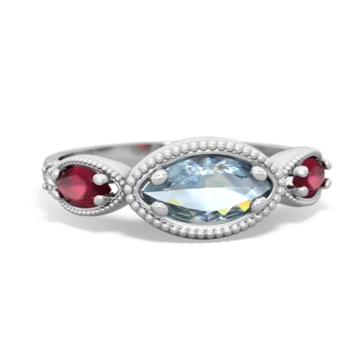 aquamarine-ruby milgrain marquise ring