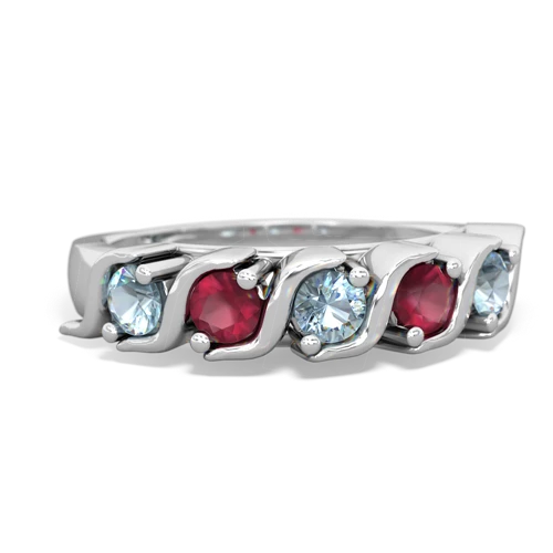 aquamarine-ruby timeless ring