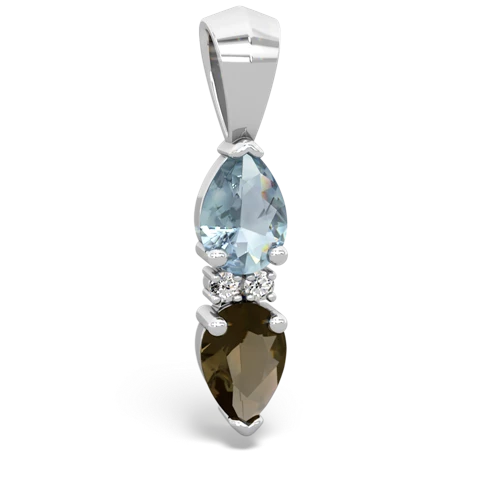 aquamarine-smoky quartz bowtie pendant