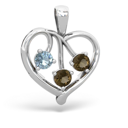 aquamarine-smoky quartz love heart pendant