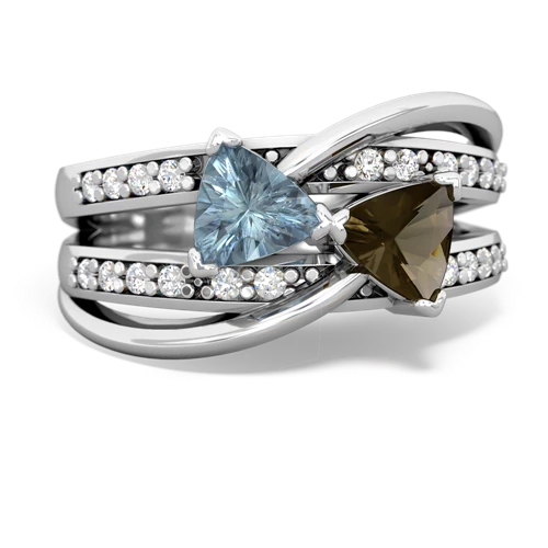 aquamarine-smoky quartz couture ring