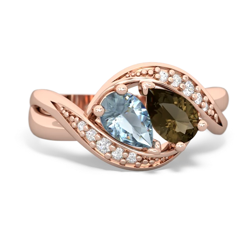 aquamarine-smoky quartz keepsake curls ring