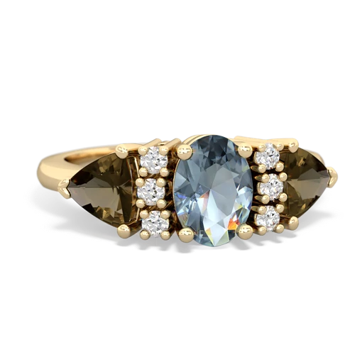 aquamarine-smoky quartz timeless ring