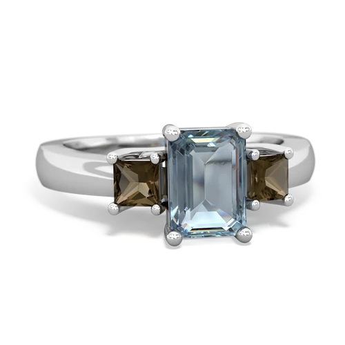 aquamarine-smoky quartz timeless ring