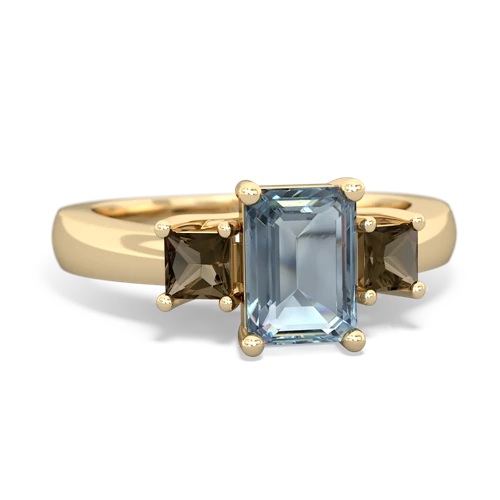 aquamarine-smoky quartz timeless ring