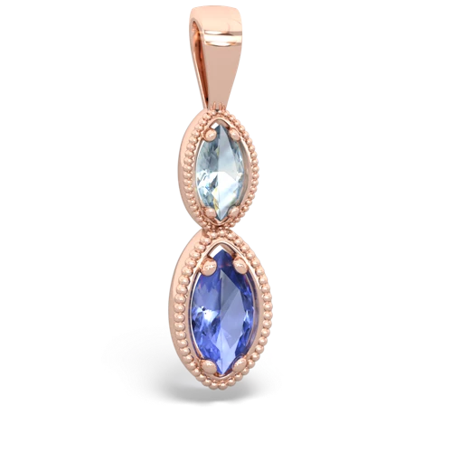 aquamarine-tanzanite antique milgrain pendant