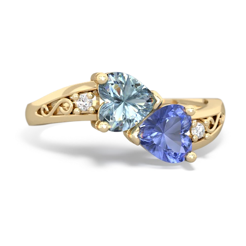 aquamarine-tanzanite filligree ring