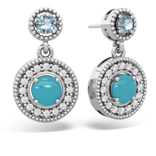 aquamarine-turquoise halo earrings