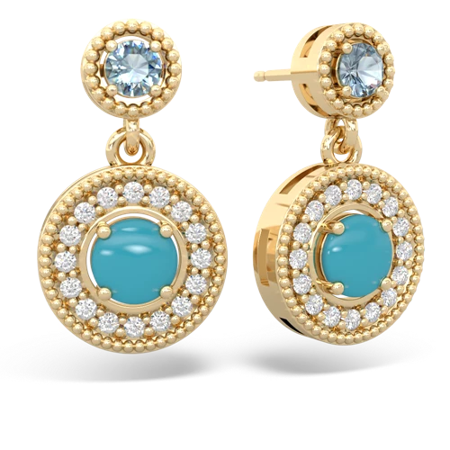 aquamarine-turquoise halo earrings