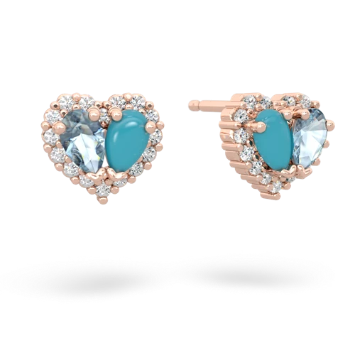 aquamarine-turquoise halo-heart earrings