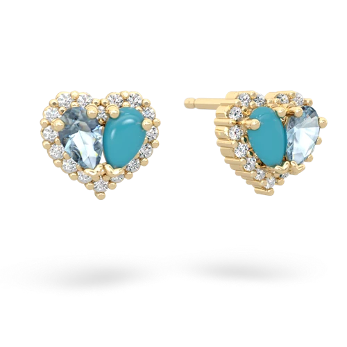 aquamarine-turquoise halo-heart earrings