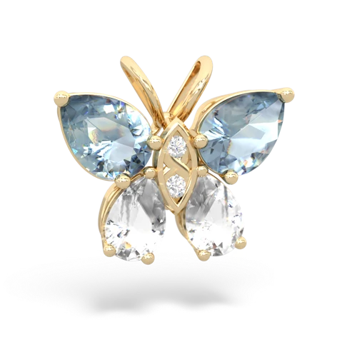 aquamarine-white topaz butterfly pendant