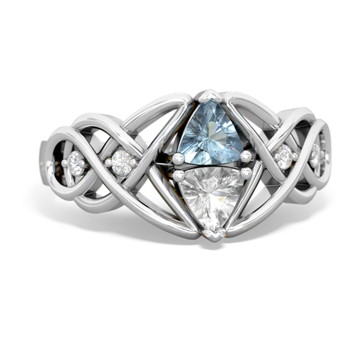 aquamarine-white topaz celtic knot ring