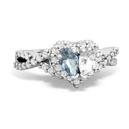 aquamarine-white topaz engagement ring