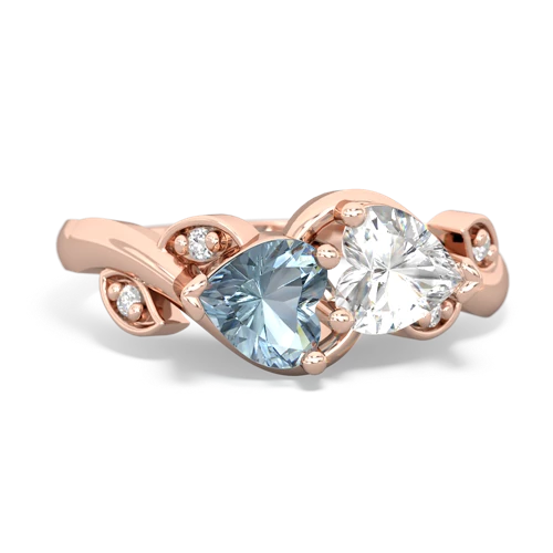 aquamarine-white topaz floral keepsake ring