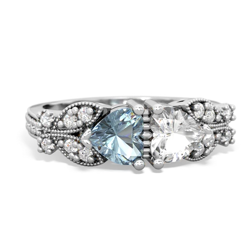 aquamarine-white topaz keepsake butterfly ring