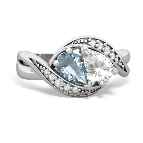 aquamarine-white topaz keepsake curls ring