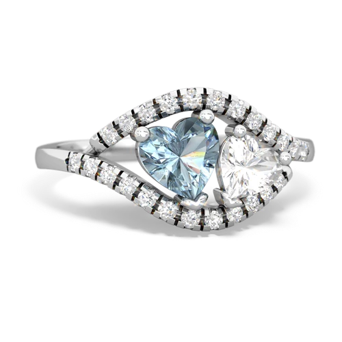 aquamarine-white topaz mother child ring