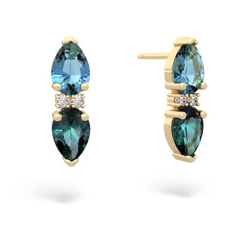 blue topaz-alexandrite bowtie earrings