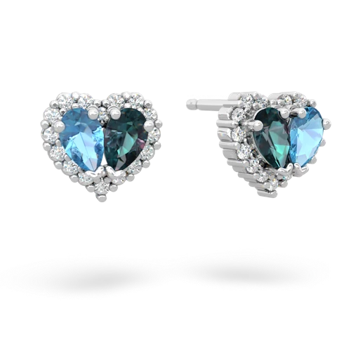 blue topaz-alexandrite halo-heart earrings