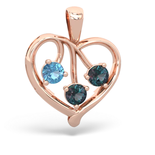 blue topaz-alexandrite love heart pendant