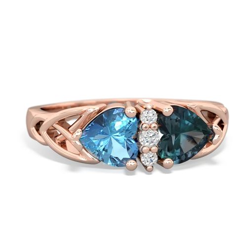 blue topaz-alexandrite celtic ring