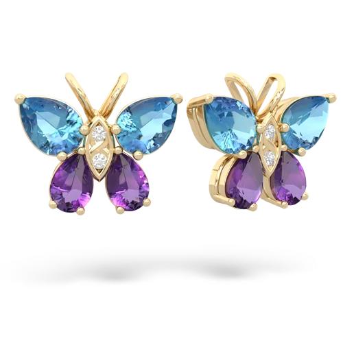 blue topaz-amethyst butterfly earrings