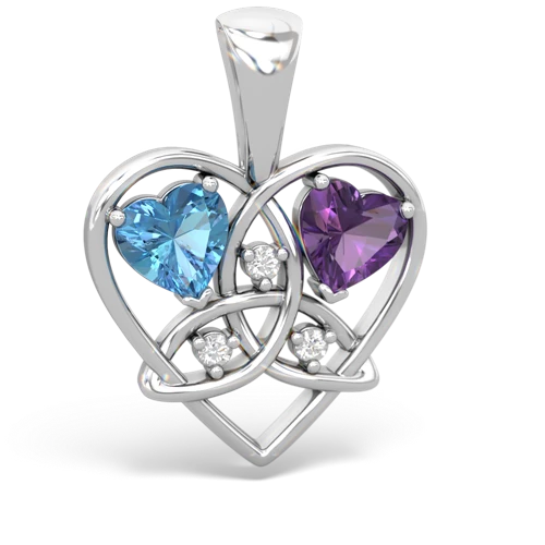 blue topaz-amethyst celtic heart pendant