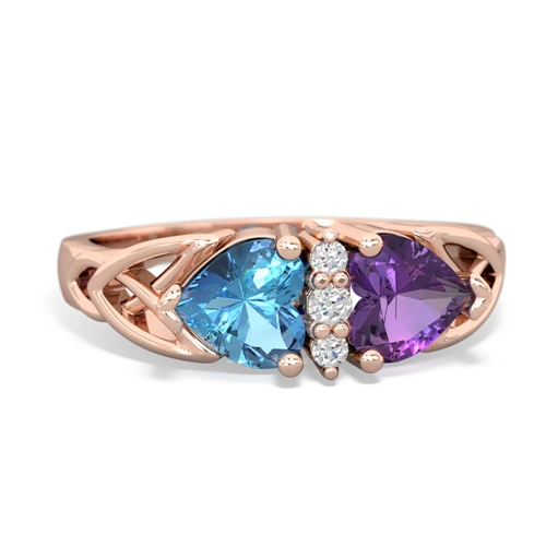 blue topaz-amethyst celtic ring