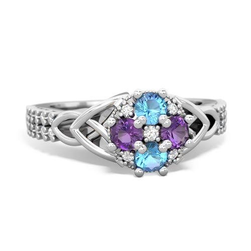 blue topaz-amethyst engagement ring