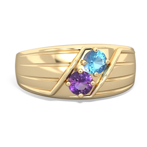 blue topaz-amethyst mens ring