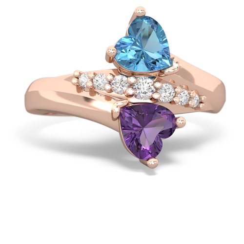 blue topaz-amethyst modern ring