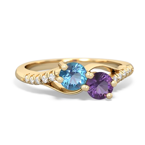 blue topaz-amethyst two stone infinity ring