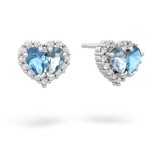 blue topaz-aquamarine halo-heart earrings