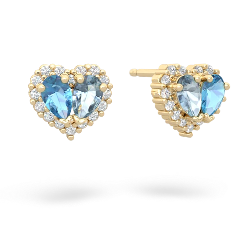 blue topaz-aquamarine halo-heart earrings