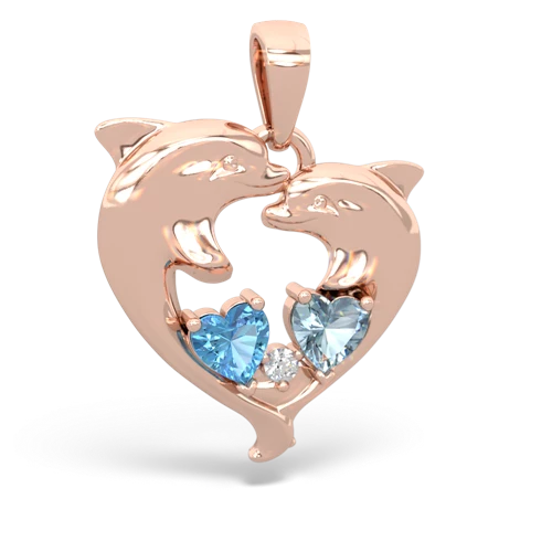 blue topaz-aquamarine dolphins pendant