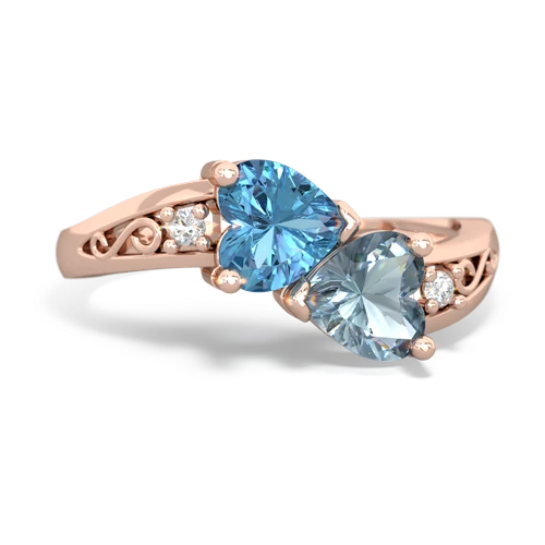 blue topaz-aquamarine filligree ring