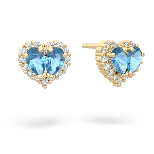 blue topaz-blue topaz halo-heart earrings