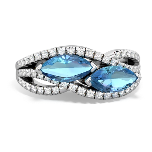 blue topaz-blue topaz double heart ring