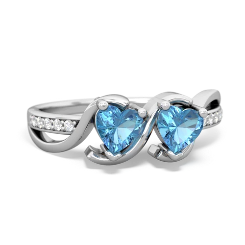 blue topaz-blue topaz double heart ring