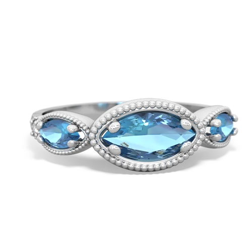 sapphire-white topaz milgrain marquise ring