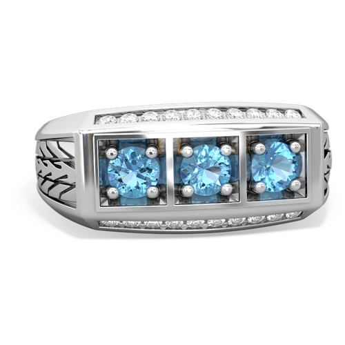 sapphire-aquamarine three stone ring
