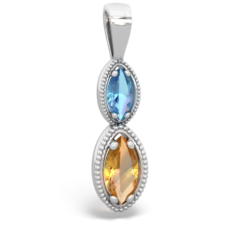 blue topaz-citrine antique milgrain pendant