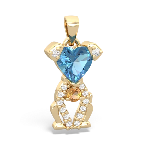 blue topaz-citrine birthstone puppy pendant