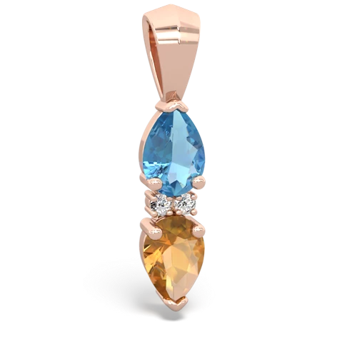 blue topaz-citrine bowtie pendant