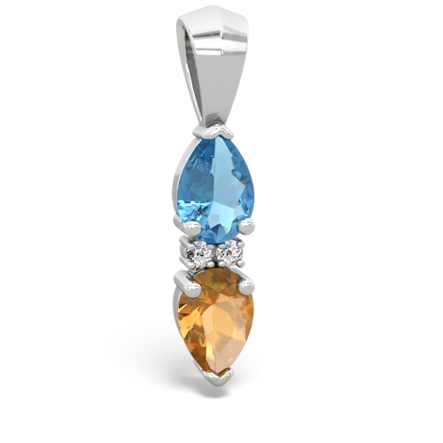 blue topaz-citrine bowtie pendant