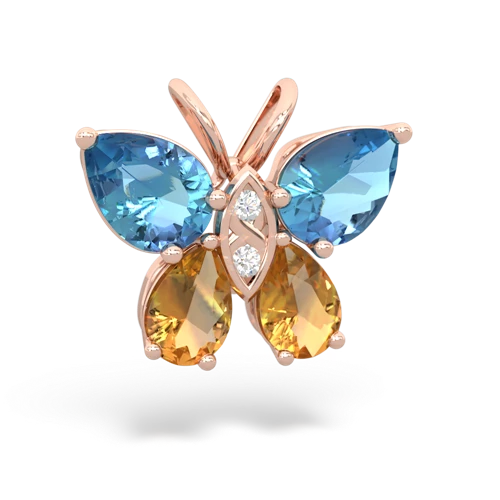 blue topaz-citrine butterfly pendant