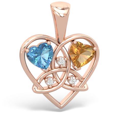 blue topaz-citrine celtic heart pendant