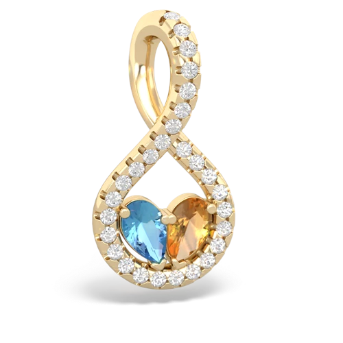 blue topaz-citrine pave twist pendant