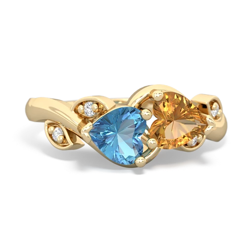 blue topaz-citrine floral keepsake ring